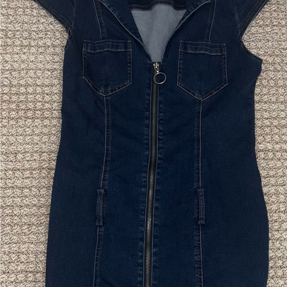 Urban Outfitters' Dark Blue Denim Zip-Front Dress